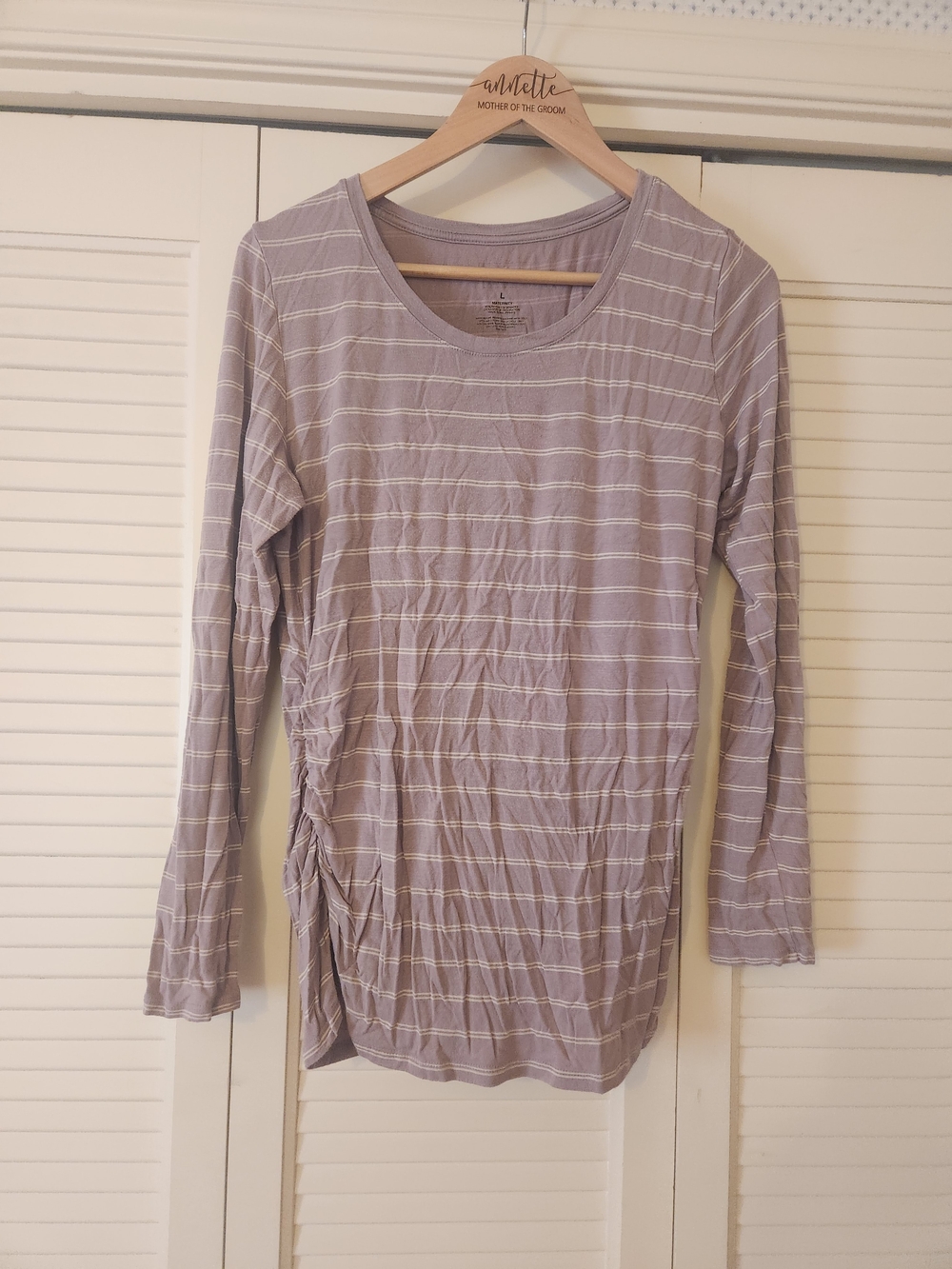 BeMaternity Lavender Striped Long Sleeve Maternity Top